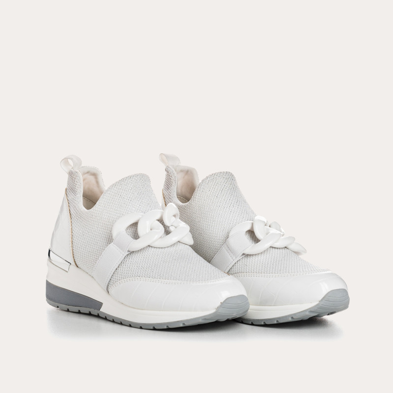 Women's Sneakers in Elastic Fabric Lady with Jewelry Accessories