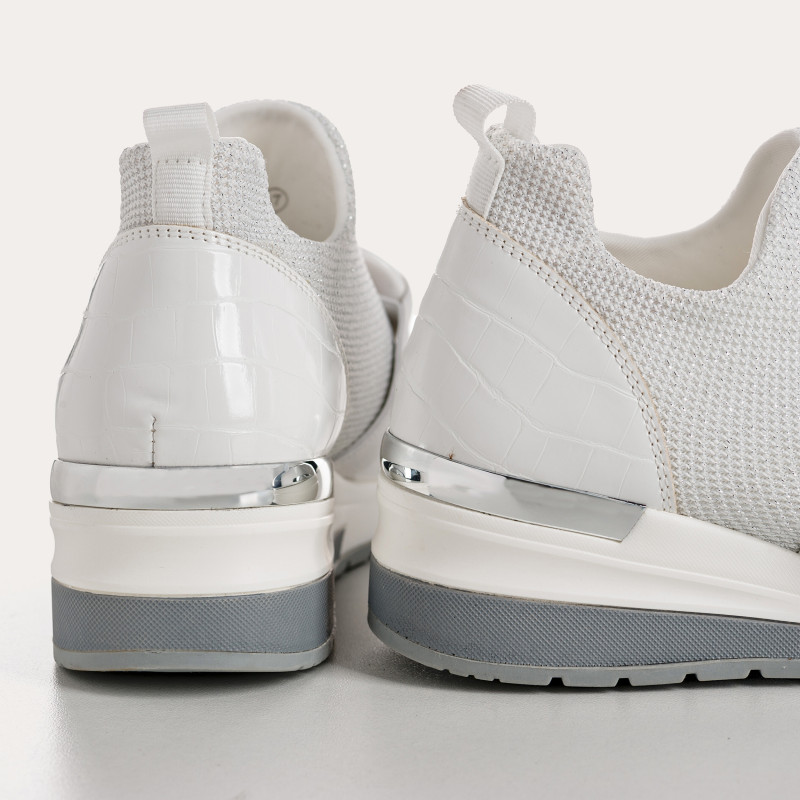 Baskets pour femme en tissu élastique lamé avec accessoires bijoux