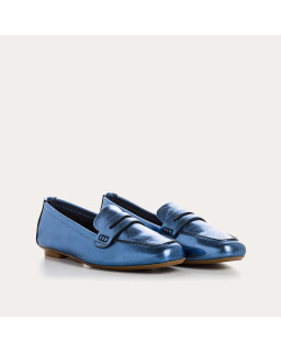 Moccasins College Leather Metallic with Square Tip