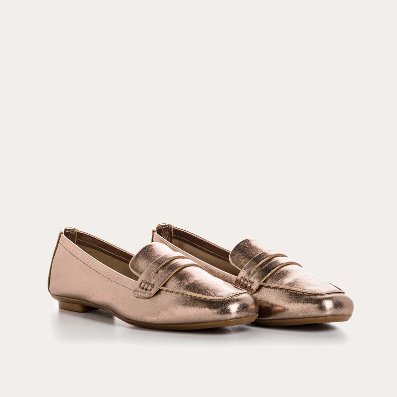 Moccasins College Leather Metallic with Square Tip