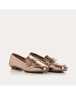 Moccasins College Leather Metallic with Square Tip