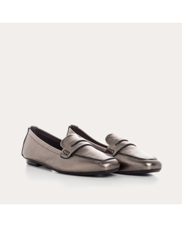 Moccasins College Leather Metallic with Square Tip