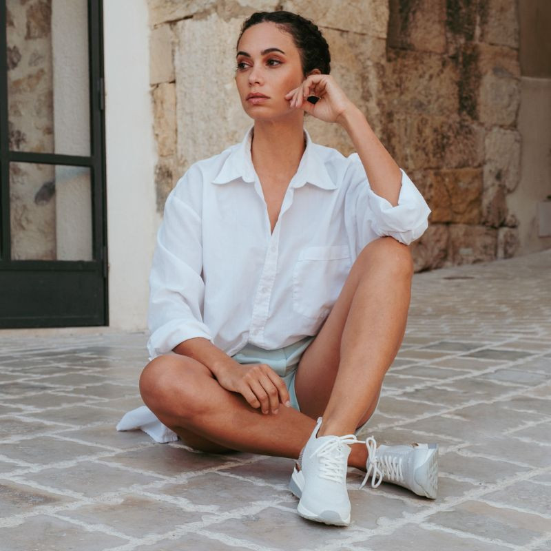 Women's crochet fabric lace top sneakers