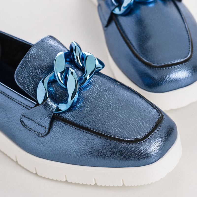 Mocassins Bijou Compensés Femme Éclat Cuir Métallisé - NAGATO | Reqins