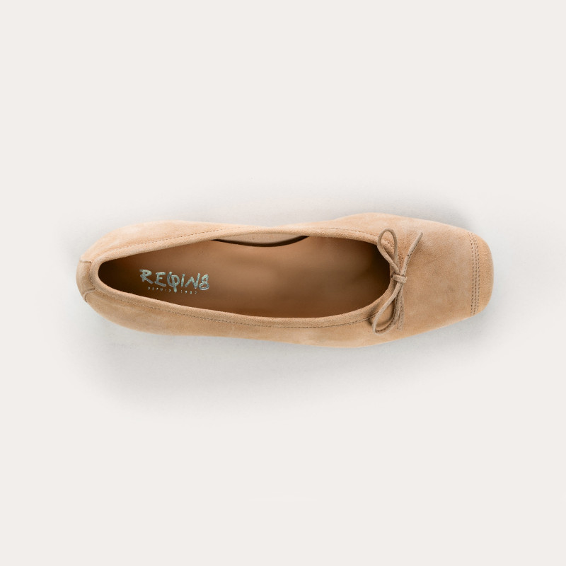 Velvet leather heeled ballerinas with knot