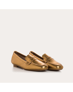 Moccasins College Leather Metallic with Square Tip