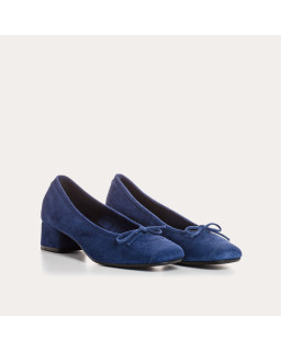 Velvet leather heeled ballerinas with knot