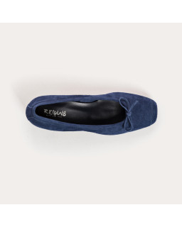 Velvet leather heeled ballerinas with knot