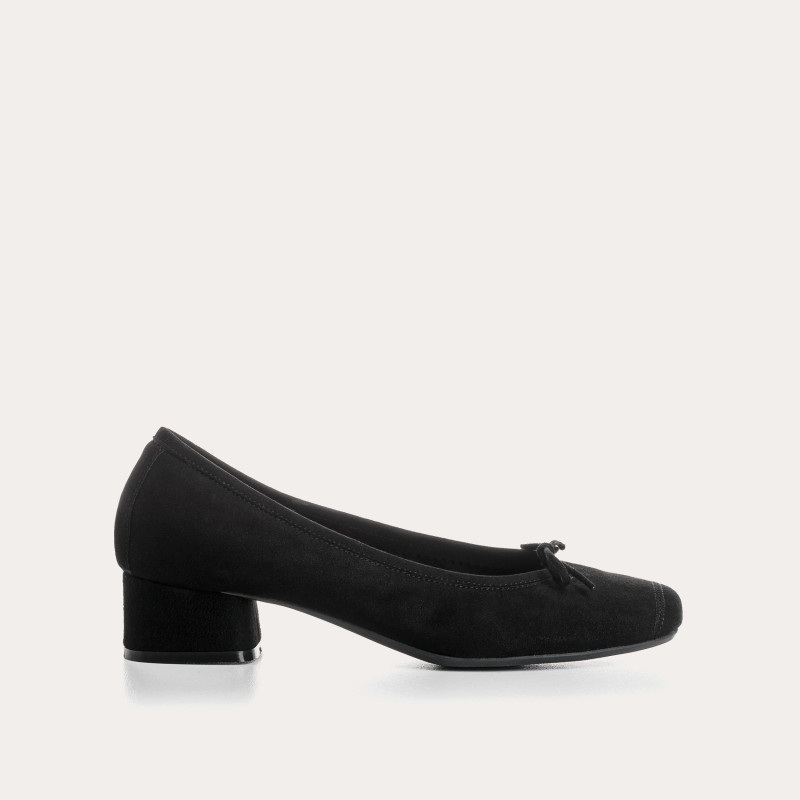 Velvet leather heeled ballerinas with knot