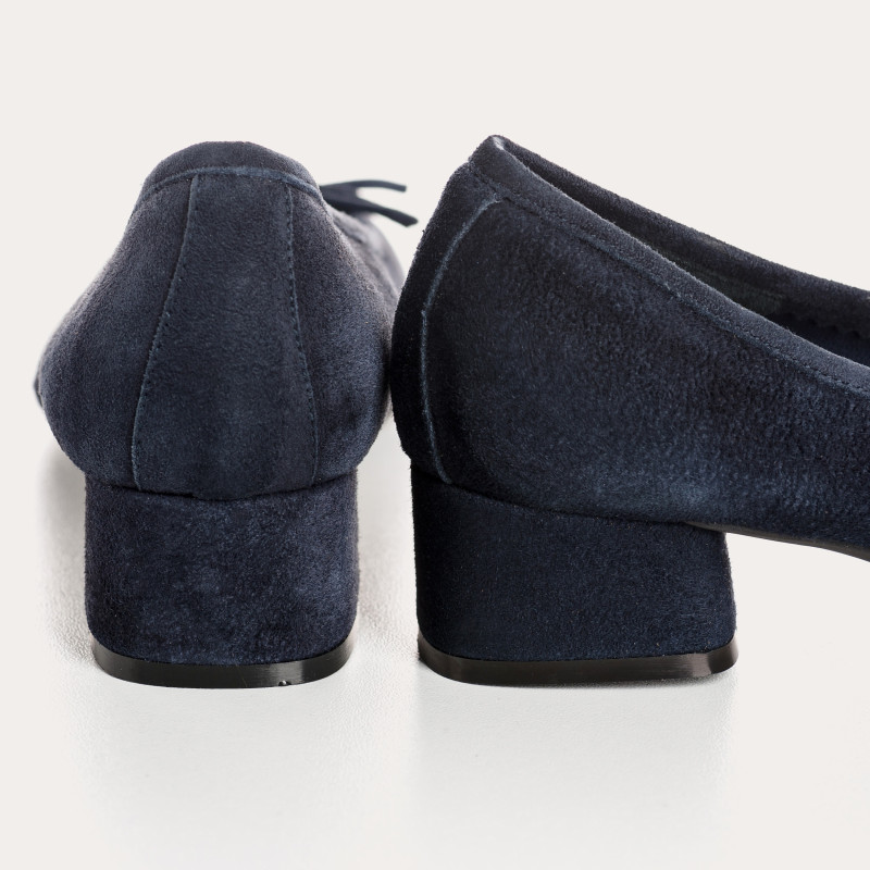 Velvet leather heeled ballerinas with knot
