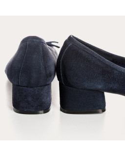Velvet leather heeled ballerinas with knot