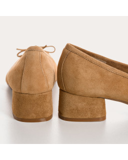 Velvet leather heeled ballerinas with knot