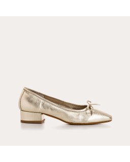 Ballerines à talons en cuir éclat