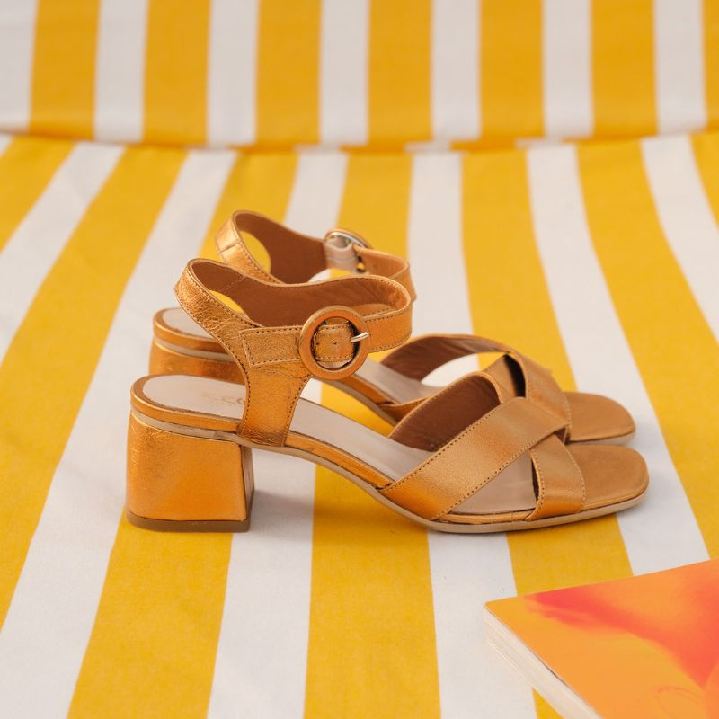 Sandales OLYMPIA - chaussures à brides cuir métallisé femme | REQINS