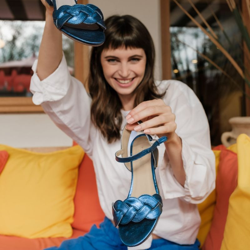 Sandales PORTIMAO - chaussures à brides cuir métallisé femme | REQINS