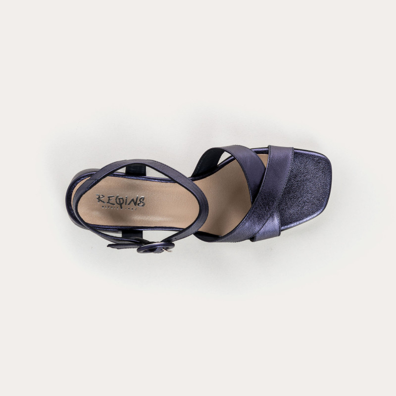 Olympia Sandals - Women's Metallic Leather Flange Shoes | Reqins