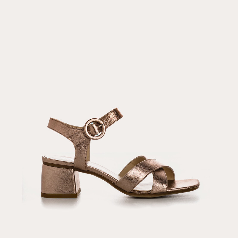Olympia Sandals - Women's Metallic Leather Flange Shoes | Reqins