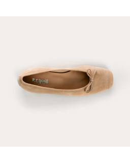 Velvet leather heeled ballerinas with knot