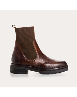 Boots Chelsea en cuir embossé lézard avec élastiques