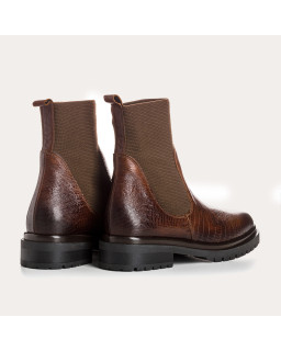 Boots Chelsea en cuir embossé lézard avec élastiques