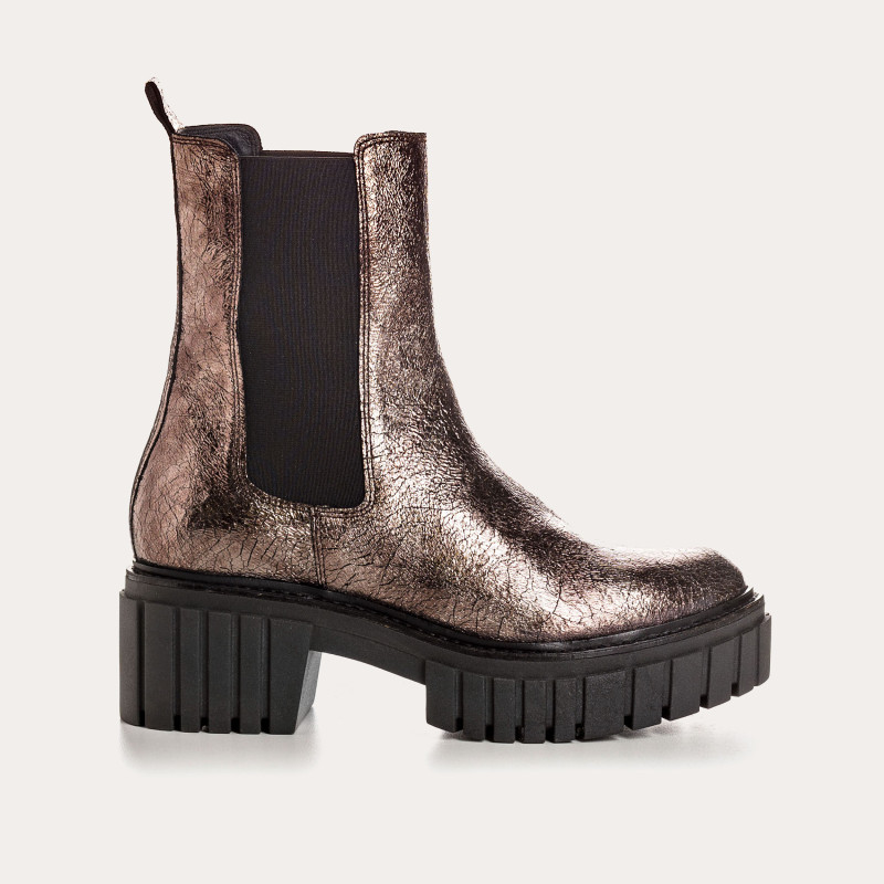 Boots chelsea metallic leather steel with elastic