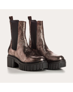 Boots Chelsea en cuir métallisé acier avec élastiques
