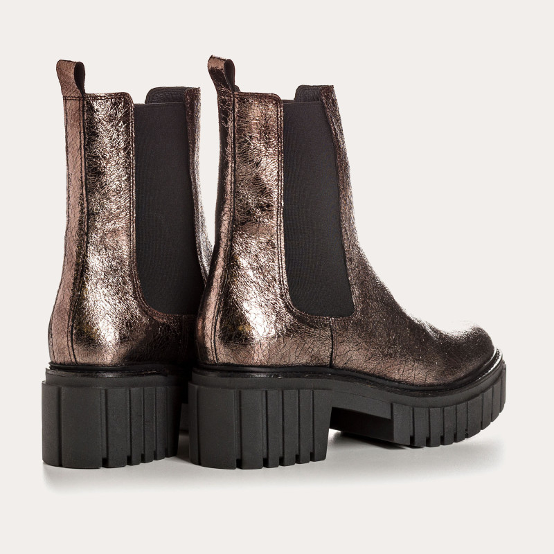 Boots chelsea metallic leather steel with elastic