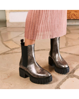 Boots chelsea metallic leather steel with elastic