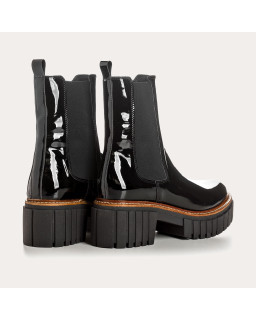 Boots Chelsea en vernis noir avec élastiques