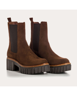 Boots Chelsea Basea Platform in Velvet Leather With Elastic