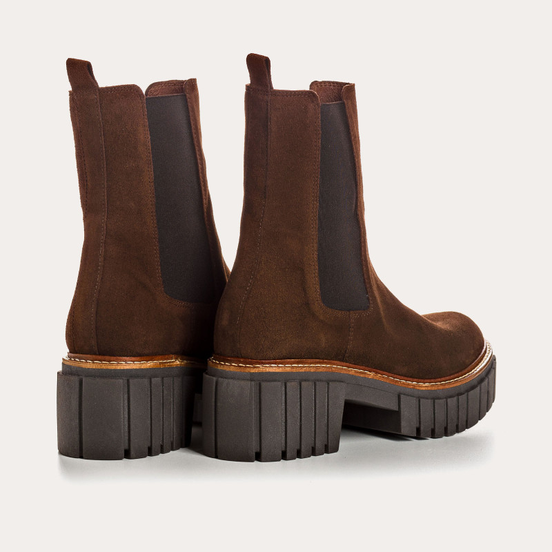 Boots Chelsea à plateforme Basea en cuir velours avec élastiques