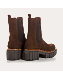 Boots Chelsea à plateforme Basea en cuir velours avec élastiques