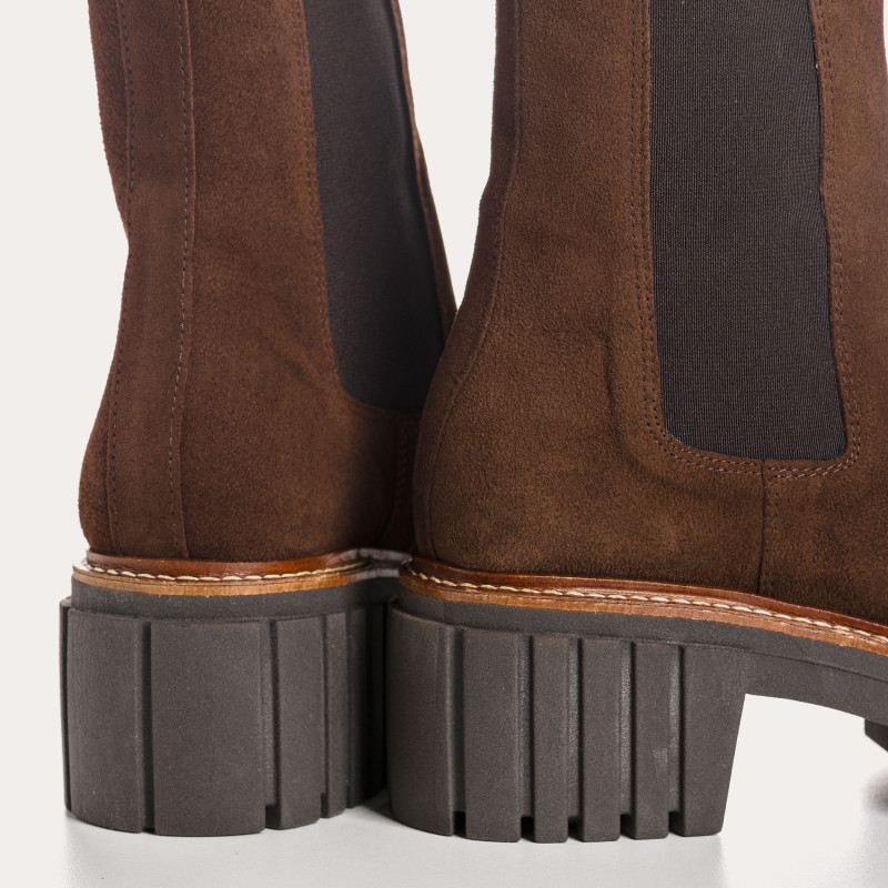 Boots Chelsea Basea Platform in Velvet Leather With Elastic