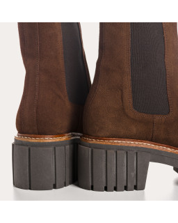 Boots Chelsea à plateforme Basea en cuir velours avec élastiques