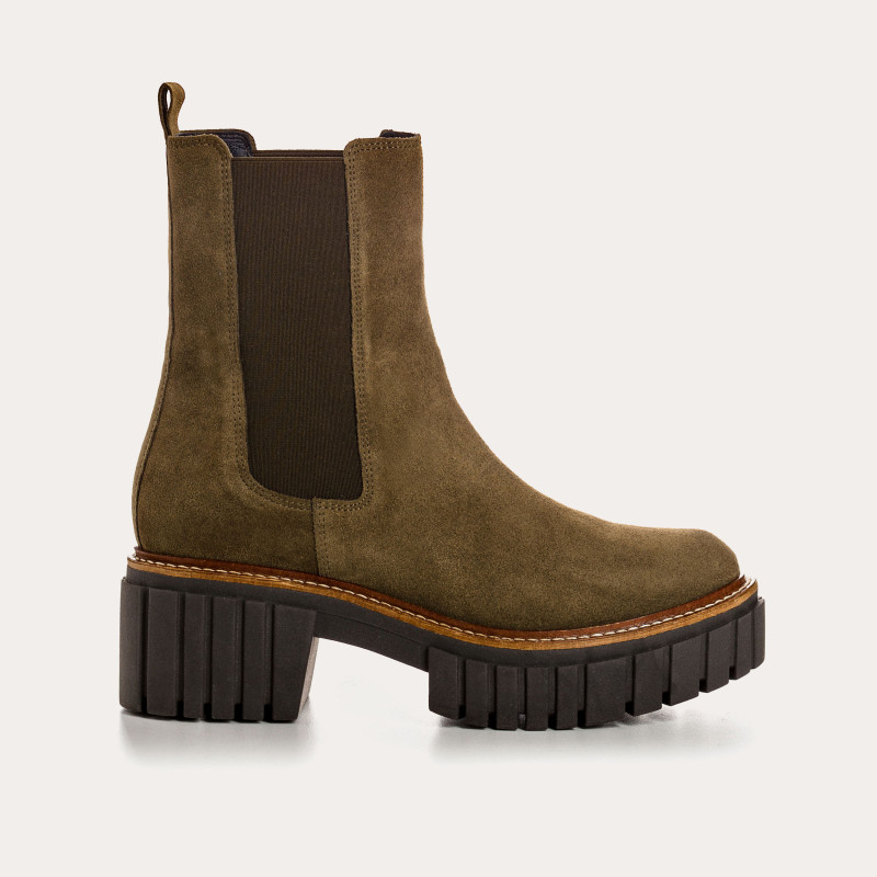 Boots Chelsea à plateforme Basea en cuir velours avec élastiques