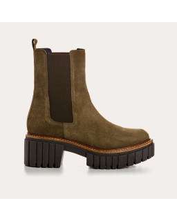 Boots Chelsea Basea Platform in Velvet Leather With Elastic