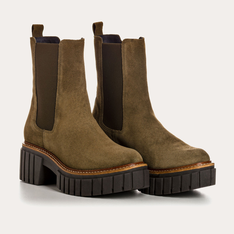 Boots Chelsea à plateforme Basea en cuir velours avec élastiques