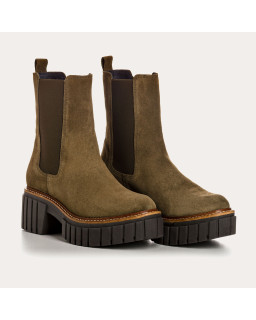 Boots Chelsea à plateforme Basea en cuir velours avec élastiques