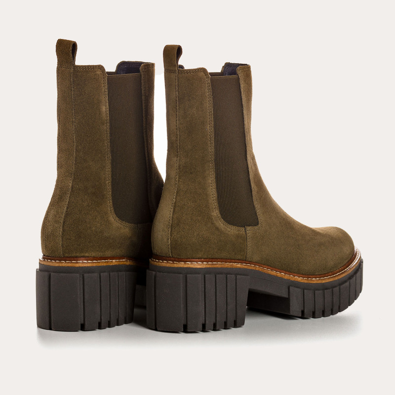 Boots Chelsea à plateforme Basea en cuir velours avec élastiques