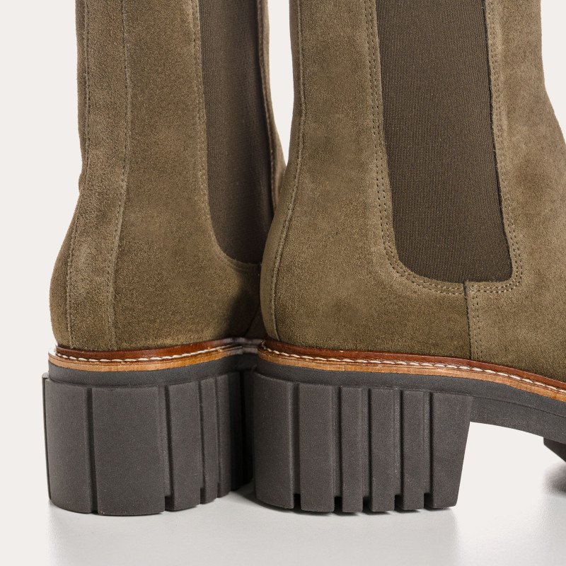 Boots Chelsea à plateforme Basea en cuir velours avec élastiques