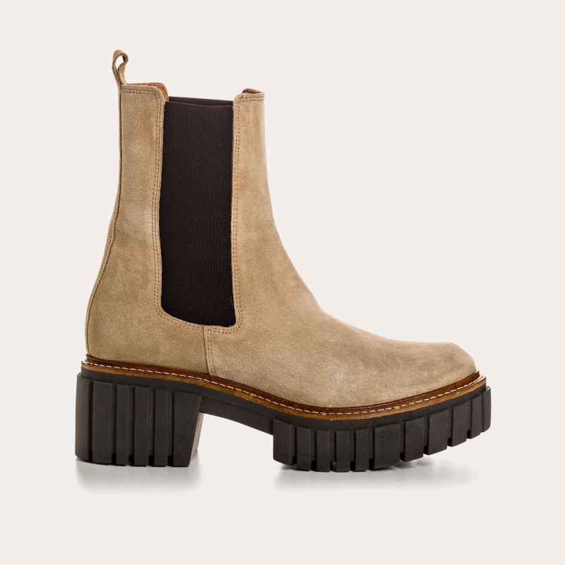 Boots Chelsea à plateforme Basea en cuir velours avec élastiques