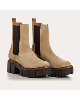 Boots Chelsea à plateforme Basea en cuir velours avec élastiques