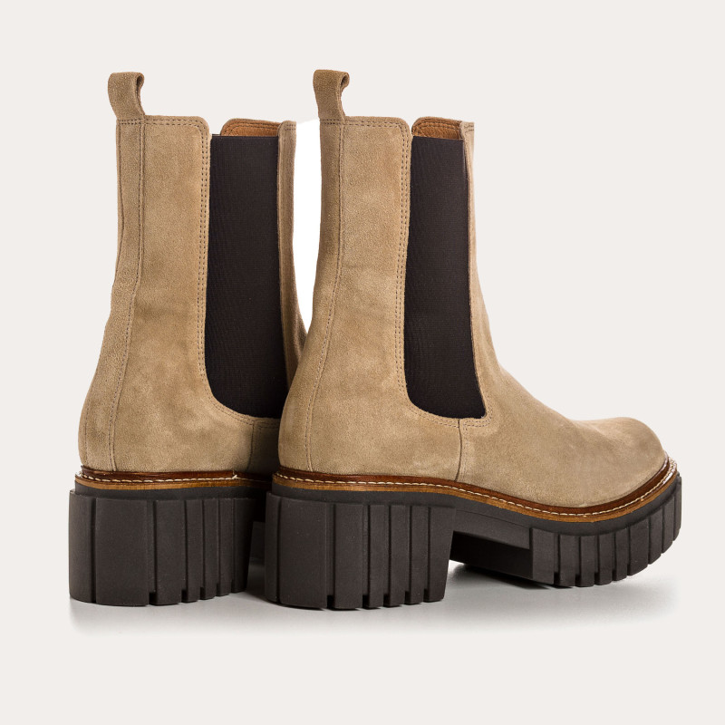 Boots Chelsea à plateforme Basea en cuir velours avec élastiques