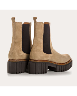 Boots Chelsea à plateforme Basea en cuir velours avec élastiques