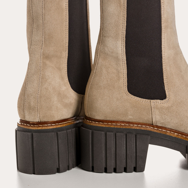 Boots Chelsea à plateforme Basea en cuir velours avec élastiques