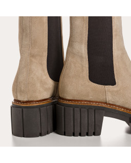 Boots Chelsea à plateforme Basea en cuir velours avec élastiques