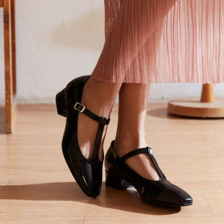 Ballerines à talons esprit salomé en cuir vernis