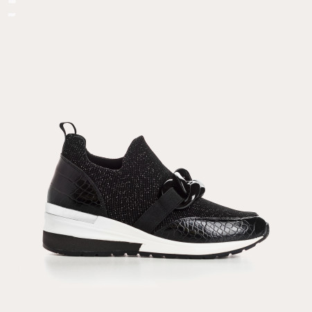 Women's Sneakers in Elastic Fabric Lady with Jewelry Accessories