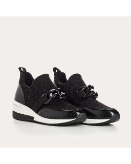 Baskets pour femme en tissu élastique lamé avec accessoires bijoux