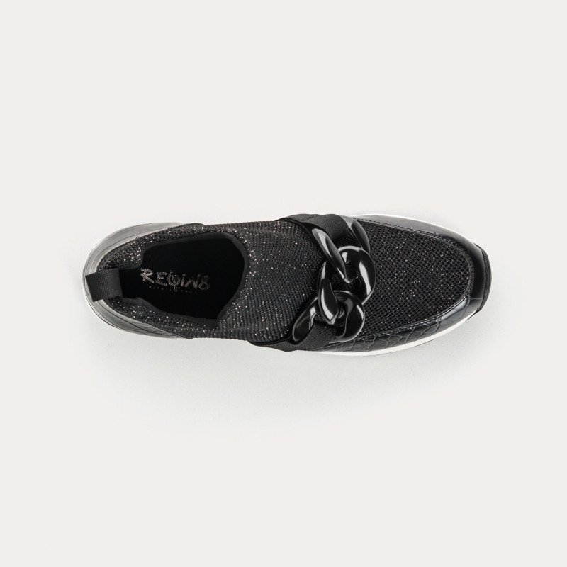 Women's Sneakers in Elastic Fabric Lady with Jewelry Accessories